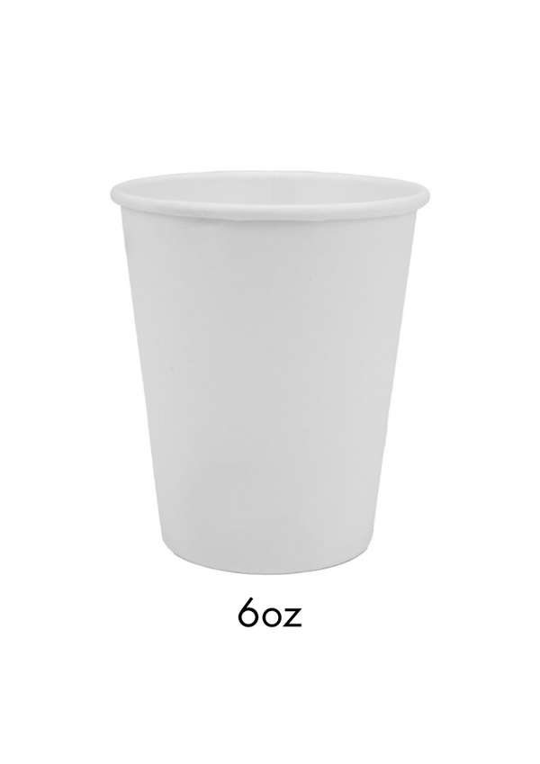 6oz White Single Wall Recyclable Cup x1000
