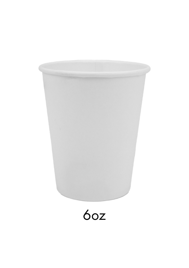 6oz White Single Wall Recyclable Cup x1000
