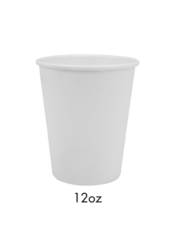 12oz White Single Wall Recyclable Cup x1000