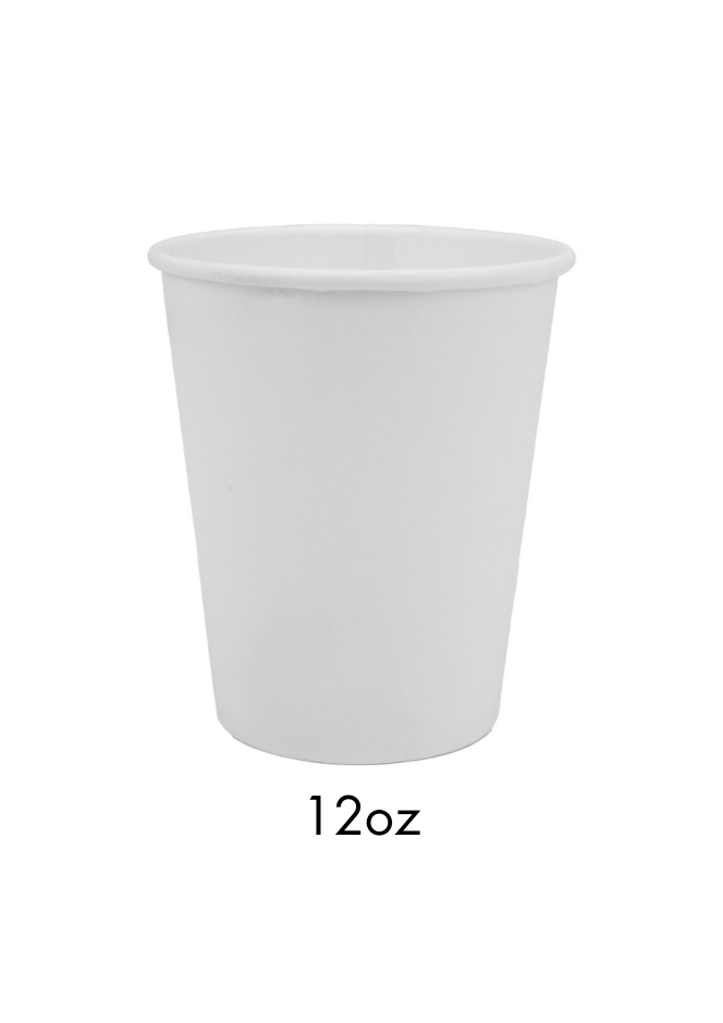 12oz White Single Wall Recyclable Cup x1000